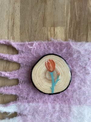 Hand-painted Red Tulip Coaster Becca Moody Art