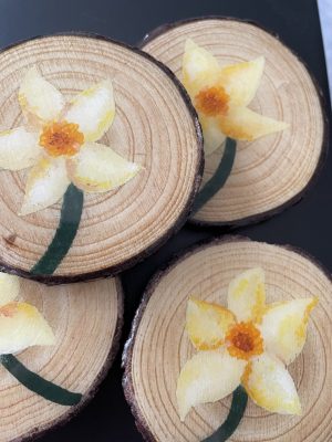 Hand-painted Daffodil Coaster Bundle Becca Moody Art 2