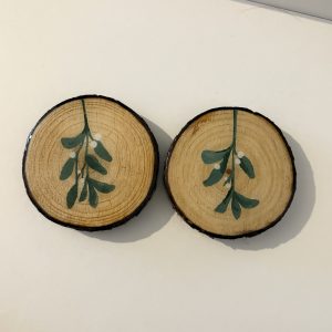 Hand Painted Mistletoe Small Coaster